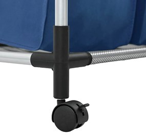 Separador de roupa suja com 4 sacos aço azul