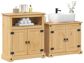 vidaXL 2 pcs conj. de móveis p/ casa de banho Corona pinho maciço