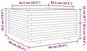 Vaso/floreira de jardim 90x90x49,5 cm pinho maciço branco