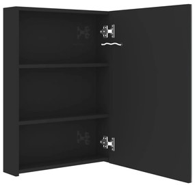 Armário espelhado casa de banho LED 50x13x70 cm preto brilhante