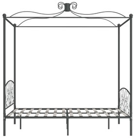 Estrutura de cama com dossel 140x200 cm metal cinzento
