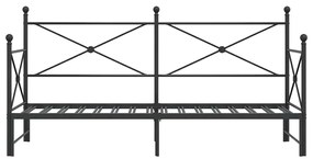 Cama de dia com gavetão sem colchão 90x200 cm aço preto