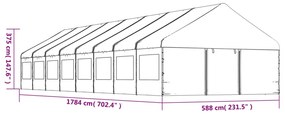 Gazebo com telhado 17,84x5,88x3,75 m polietileno branco