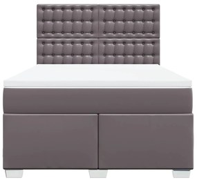 Cama com molas/colchão 160x200 cm couro artificial cinzento