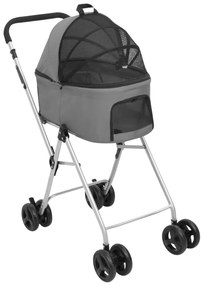 Carrinho dobrável cães 2 níveis 83x48x97 cm tecido oxford cinza