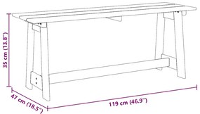 Banco de Exterior vidaXL Acácia 119x35x47 cm Madeira Sólida de Pinho