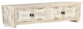 Móvel de TV 140x30x35 cm madeira de mangueira maciça branco