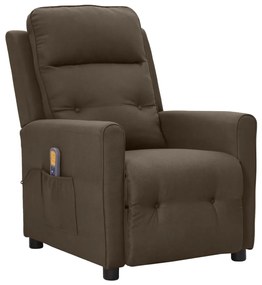 vidaXL Poltrona de massagens tecido castanho-escuro