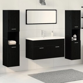Conjunto de Móveis para Casa de Banho de 5 Peças Carvalho Preto Madeir