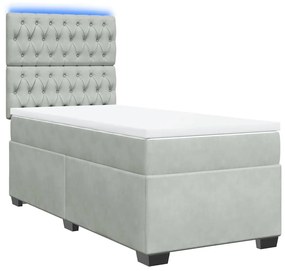 Cama com molas/colchão 80x200 cm veludo cinza-claro