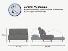 Sofá-Cama 2 Lugares Folde – Cinzento Claro – 120 x 79 x 80 cm