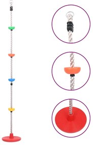 Corda de escalada/baloiço com plataformas e disco 200 cm