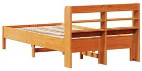 Cama sem colchão 100x200 cm pinho maciço castanho-mel