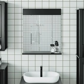 vidaXL Espelho WC c/ prateleira BERG 60x12x70 cm madeira maciça preto
