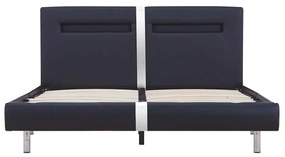 Estrutura de cama com LED 140x200 cm couro artificial preto