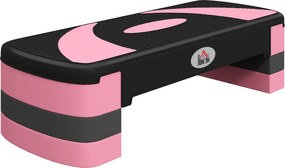 HOMCOM Step para Exercício Aeróbico Plataforma Step com Altura Ajustável em 3 Níveis 80x31x10-20 cm Rosa e Preto | Aosom Portugal