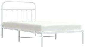 Estrutura de cama com cabeceira 100x200 cm metal branco