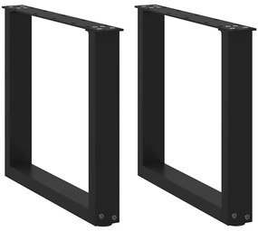 vidaXL Pés para mesa de centro em formato de U, 2 peças, preto, 50x(42-43) cm, aço