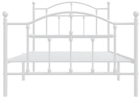 Estrutura de cama com cabeceira e pés 100x190 cm metal branco