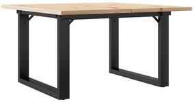 Mesa de centro estrutura em O 60x60x40 cm pinho e aço