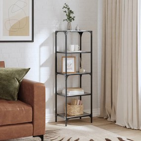vidaXL Unidade de prateleiras c/ tampo de vidro preto 40x30x123 cm aço