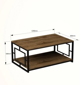 Mesa de Centro Kelvin – Nogueira/Preto – 120x50x60 cm
