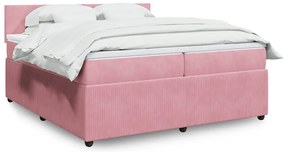 Cama com molas/colchão 200x200 cm veludo rosa