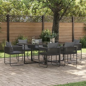 Conjunto de Jantar de Jardim de 9 Peças vidaXL com Almofadas em Aço e Rattan Sintético