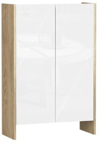 HOMCOM Armário de Armazenamento de 2 Portas Móvel Auxiliar de Casa de Banho Multiuso com 2 Prateleiras para Cozinha Sala de Estar Dormitório 60x25x90cm Acabado em Branco Brilhante