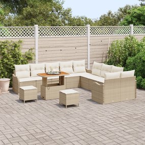 Conjunto de Sofá de Jardim vidaXL de 13 Peças com Almofadas Bege Ratta