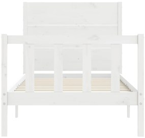 Cama sem colchão 100x200 cm madeira de pinho maciça branco