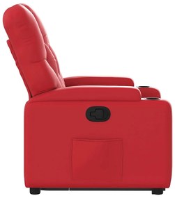 Poltrona reclinável elevatória couro artificial vermelho