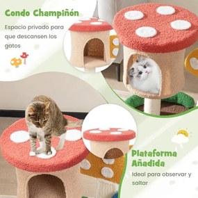 Arranhador para gatos Torre 4 em 1 com Poste de sisal Tábua de arranhar de sisal e bola de mola Multicolorido