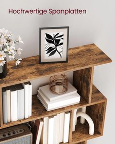 Estante em forma de S com 5 prateleiras abertas 24 x 90 x 159 cm Castanho vintage