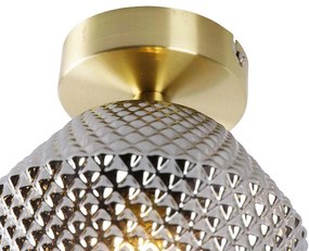 Candeeiro de teto Art Deco latão com vidro fumê - Karce