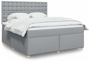 vidaXL Cama com molas/colchão 180x200 cm tecido cinzento-claro