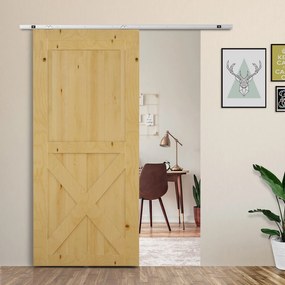 Ferragem para porta corredeira 186cm kit de acessórios para porta corredeira de madeira com trilho de metal e 2 roldanas prata
