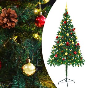 321500 vidaXL Árvore de Natal artificial c/ enfeites e luzes LED 180 cm verde