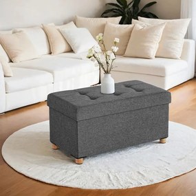 Banco com espaço de arrumação 38,1 x 76,1 x 40,1 cm cinza escuro