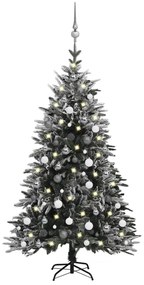 vidaXL Árvore de Natal artificial c/ luzes LED/bolas/neve PVC/PE 150cm
