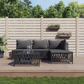vidaXL 5 pcs conjunto lounge de jardim com almofadões aço antracite