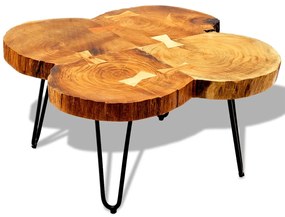 Mesa de centro 35 cm 4 troncos madeira de acácia sólida