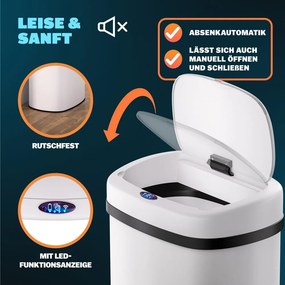 Caixote do lixo com sensor em aço inoxidável 50L branco