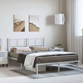 Estrutura de cama com cabeceira 150x200 cm metal branco