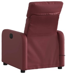 Poltrona massagens reclinável couro artificial vermelho tinto