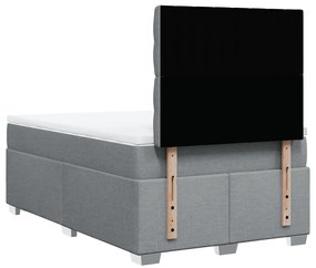 Cama boxspring com colchão 120x190 cm tecido cinzento-claro