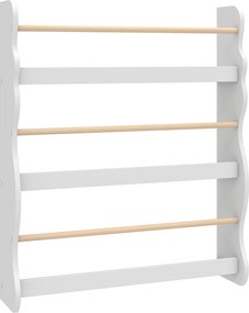 AIYAPLAY Estante de Livros Infantil de Parede com 3 Níveis, para Sala de Brincar, Sala de Estar e Cantinhos de Leitura, Branco, 3-8 Anos | Aosom Portugal