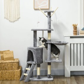 PawHut Arranhador para Gatos de 134,2 cm Torre para Gatos com Caverna