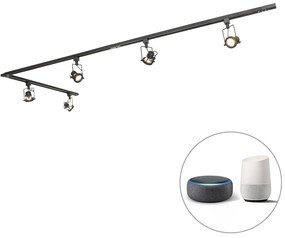 LED Sistema trilho inteligente preto monofásico incluindo 5 WiFi GU10 - Suplux Industrial,Moderno