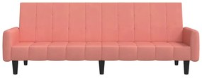 Sofá-cama de 2 lugares veludo rosa